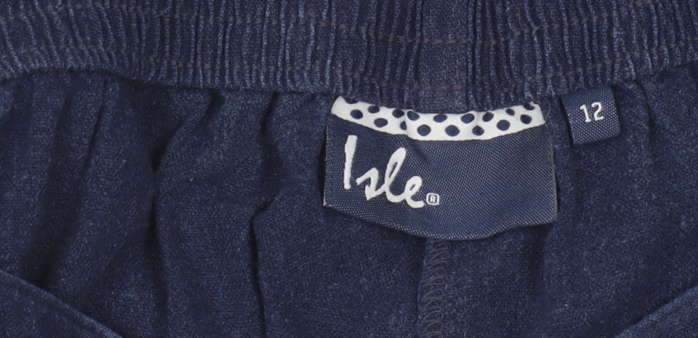 Womens UK Size 12 Isle Regular Fit Casual Blue Trousers