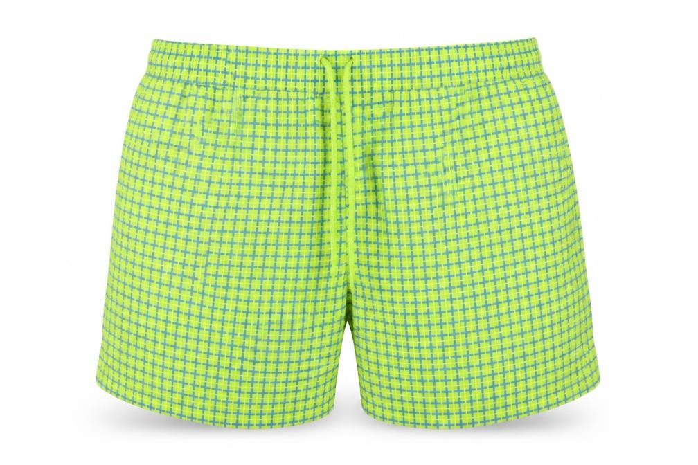 Front view of Hi-Tec Men's Green Check Swim Shorts XL Quick Dry
