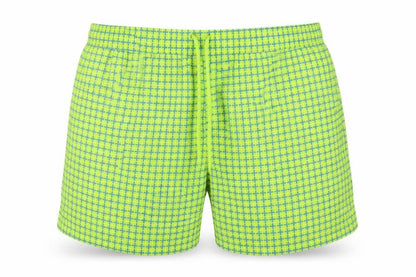Front view of Hi-Tec Men's Green Check Swim Shorts XL Quick Dry