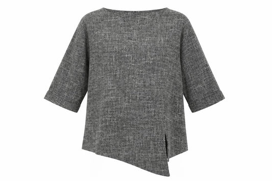 Womens UK Size 14 Saloos Grey Tunic Blouse
