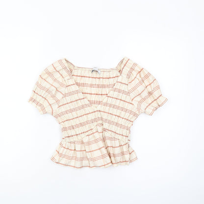 Bershka Women's Checked Cropped Blouse XS