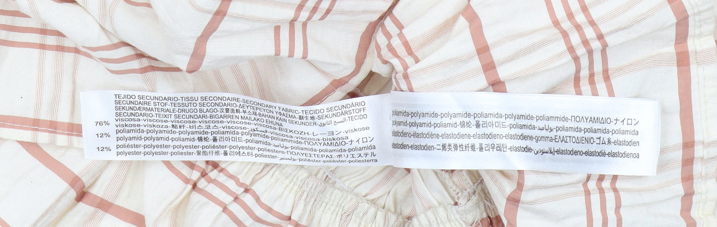 Bershka Women's Checked Cropped Blouse XS