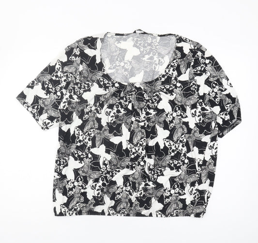 M&Co Women's Black Floral Top Size 20