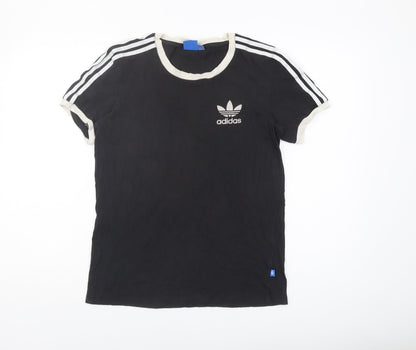 Womens UK Size 4 adidas Black Ringer T-Shirt