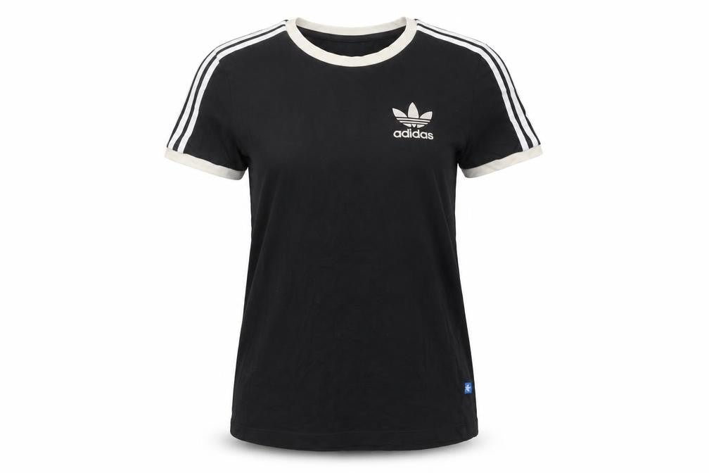 Womens UK Size 4 adidas Black Ringer T-Shirt