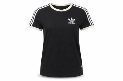 Womens UK Size 4 adidas Black Ringer T-Shirt