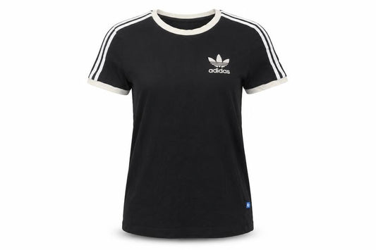 Womens UK Size 4 adidas Black Ringer T-Shirt