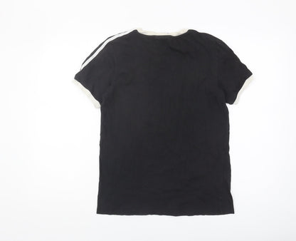 Womens UK Size 4 adidas Black Ringer T-Shirt