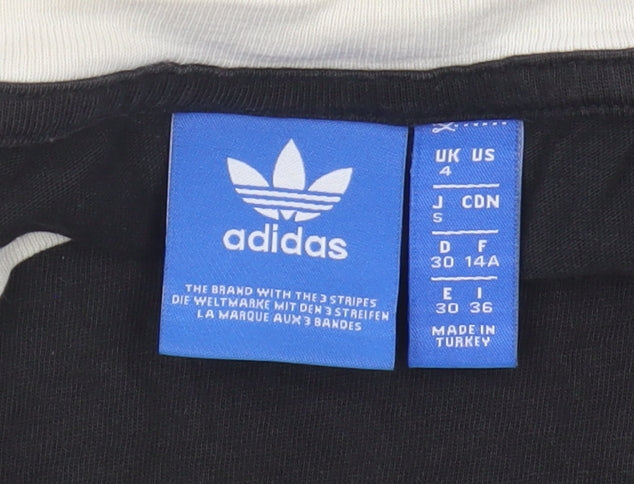 Womens UK Size 4 adidas Black Ringer T-Shirt