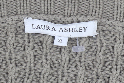 Laura Ashley Women's Beige XL Cable-Knit Cardigan