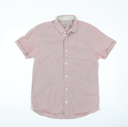 Ted Baker Men's Red Striped Shirt M - Casual Cotton Elegance