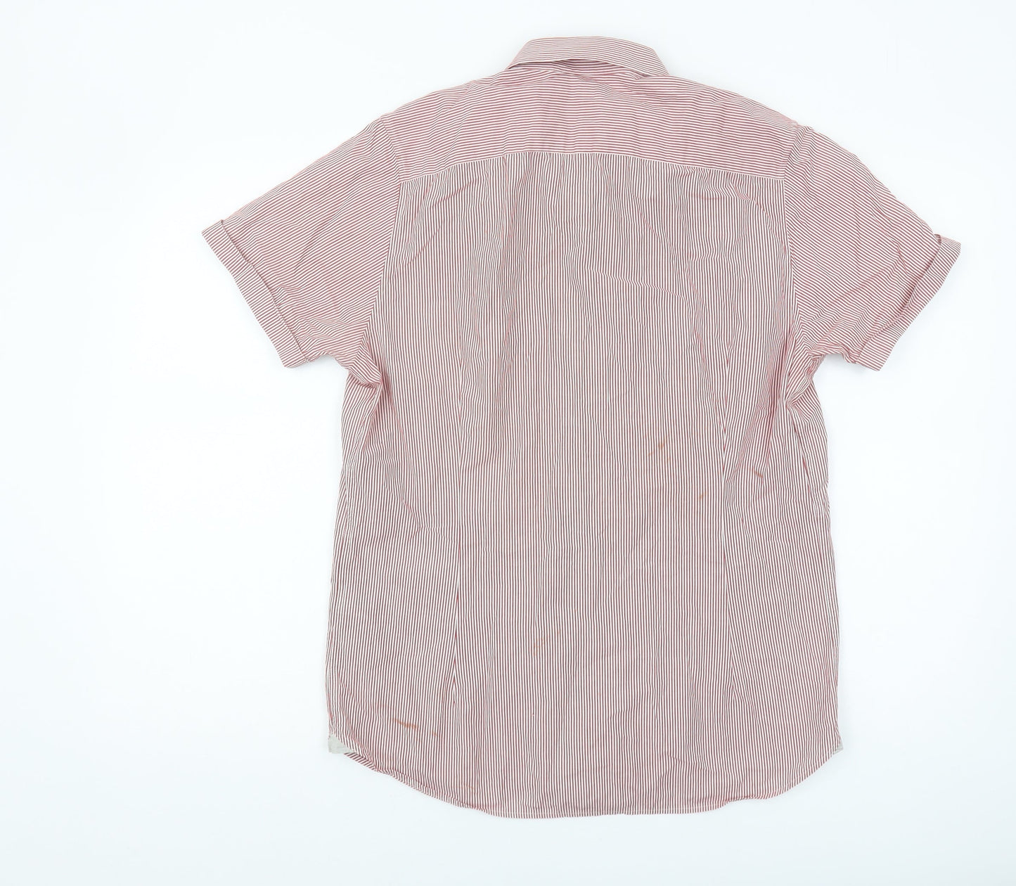 Ted Baker Men's Red Striped Shirt M - Casual Cotton Elegance