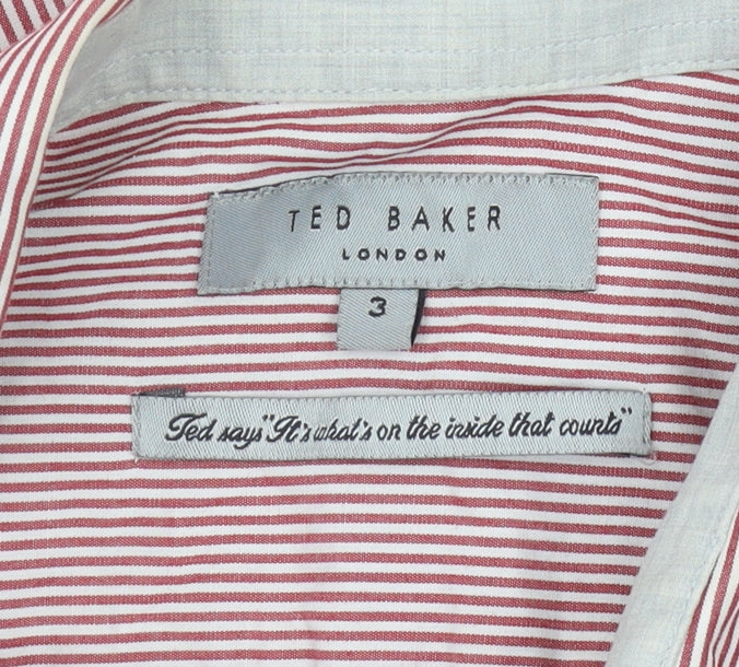 Ted Baker Men's Red Striped Shirt M - Casual Cotton Elegance