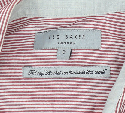 Ted Baker Men's Red Striped Shirt M - Casual Cotton Elegance