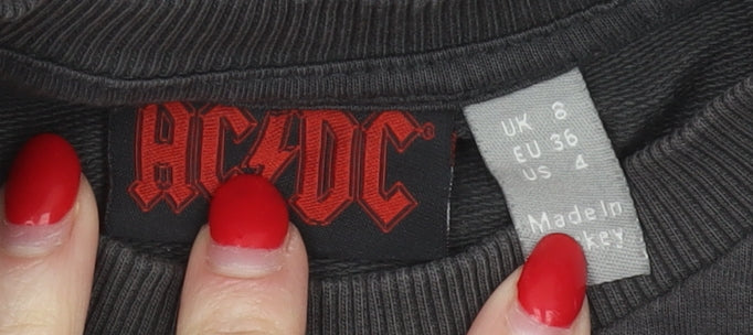 AC/DC Women's Black Pullover Sweatshirt, UK 8