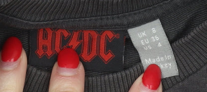 AC/DC Women's Black Pullover Sweatshirt, UK 8