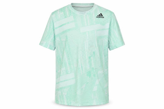 Front view of Adidas boys’ green geometric t-shirt -, size 11-12, years