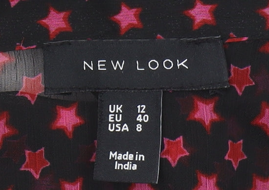 New Look Women's Black Blouse, Size 12, Collared, Casual