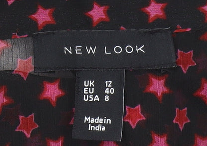 New Look Women's Black Blouse, Size 12, Collared, Casual