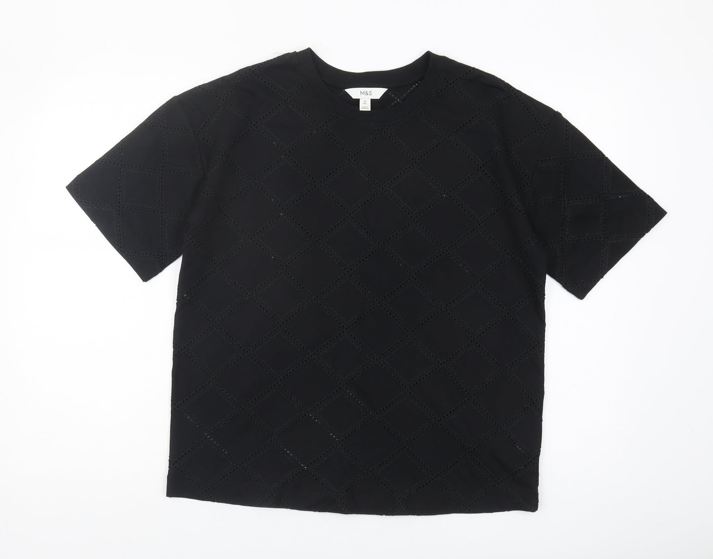 Womens UK Size 10 Marks and Spencer Black  T-Shirt