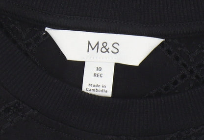 Womens UK Size 10 Marks and Spencer Black  T-Shirt