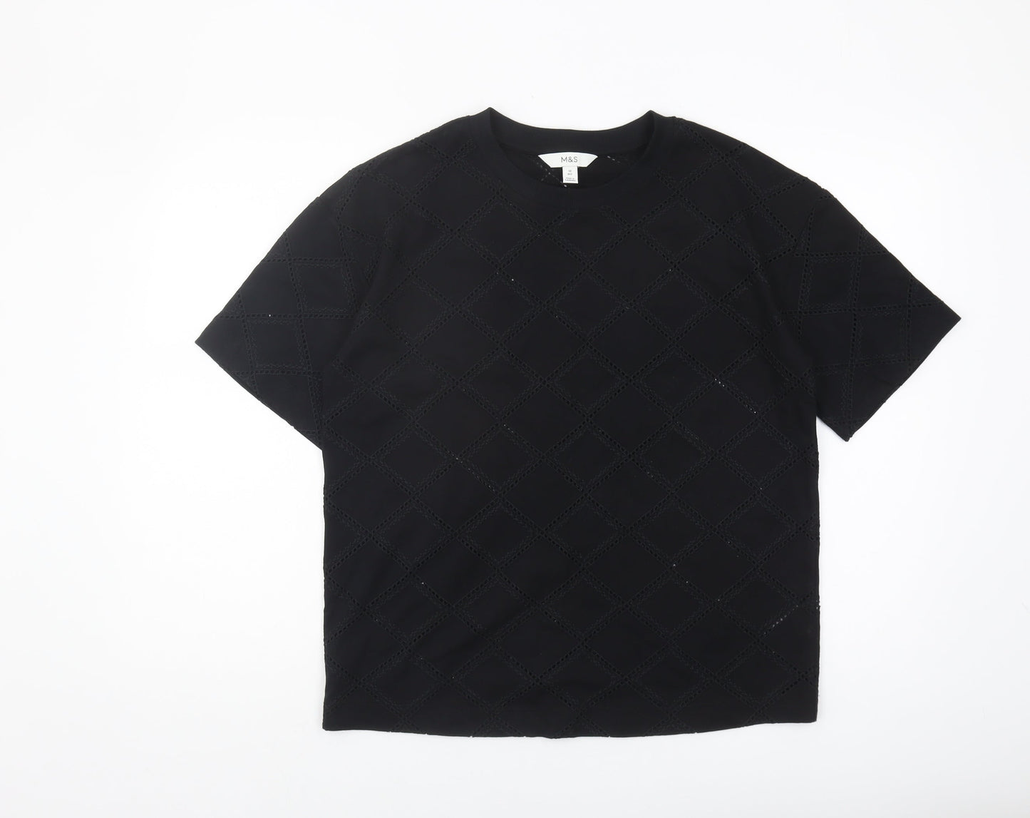 Womens UK Size 10 Marks and Spencer Black Basic T-Shirt