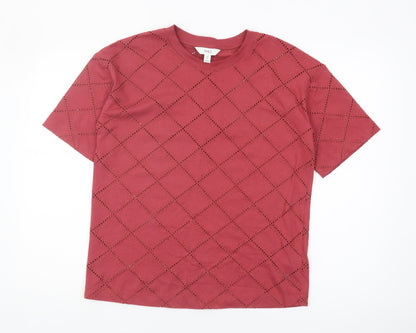 Womens UK Size 10 Marks and Spencer Red Basic T-Shirt