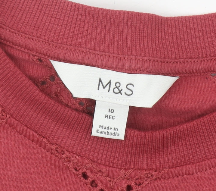 Womens UK Size 10 Marks and Spencer Red Basic T-Shirt