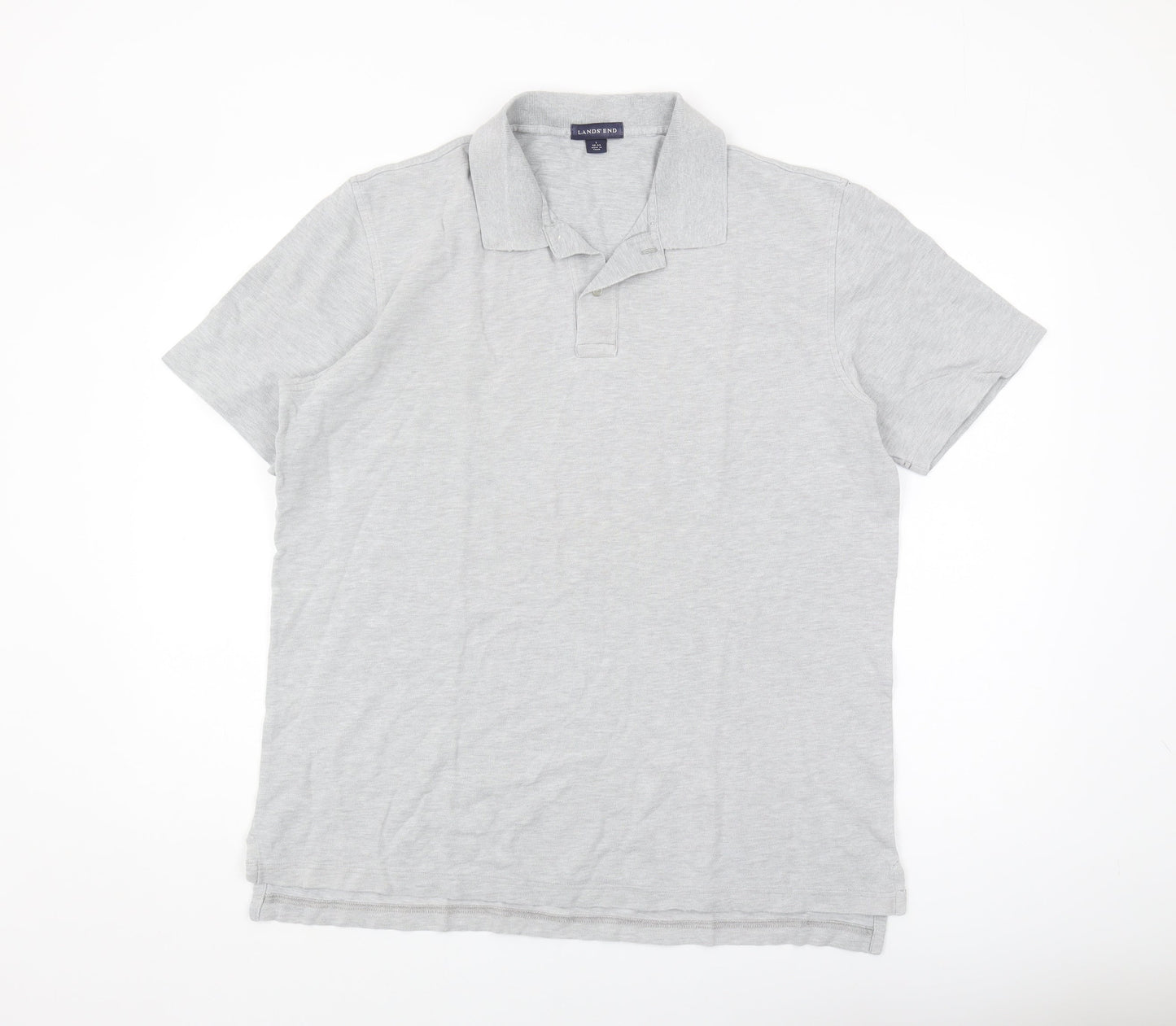 Lands' End Men's Grey Polo Shirt - Size L