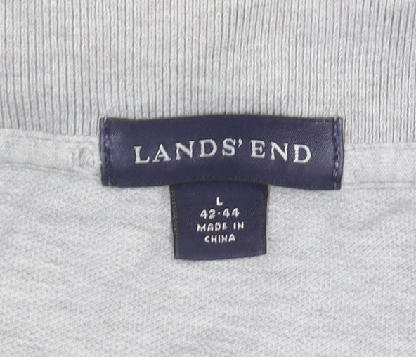 Lands' End Men's Grey Polo Shirt - Size L
