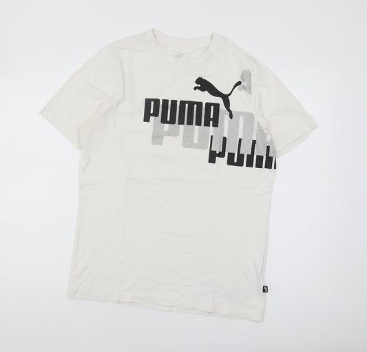 Puma Men's White Graphic Logo T-Shirt, Medium