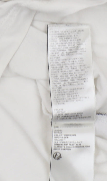 Puma Men's White Graphic Logo T-Shirt, Medium