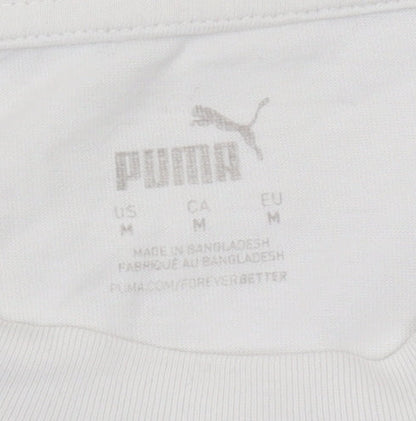 Puma Men's White Graphic Logo T-Shirt, Medium