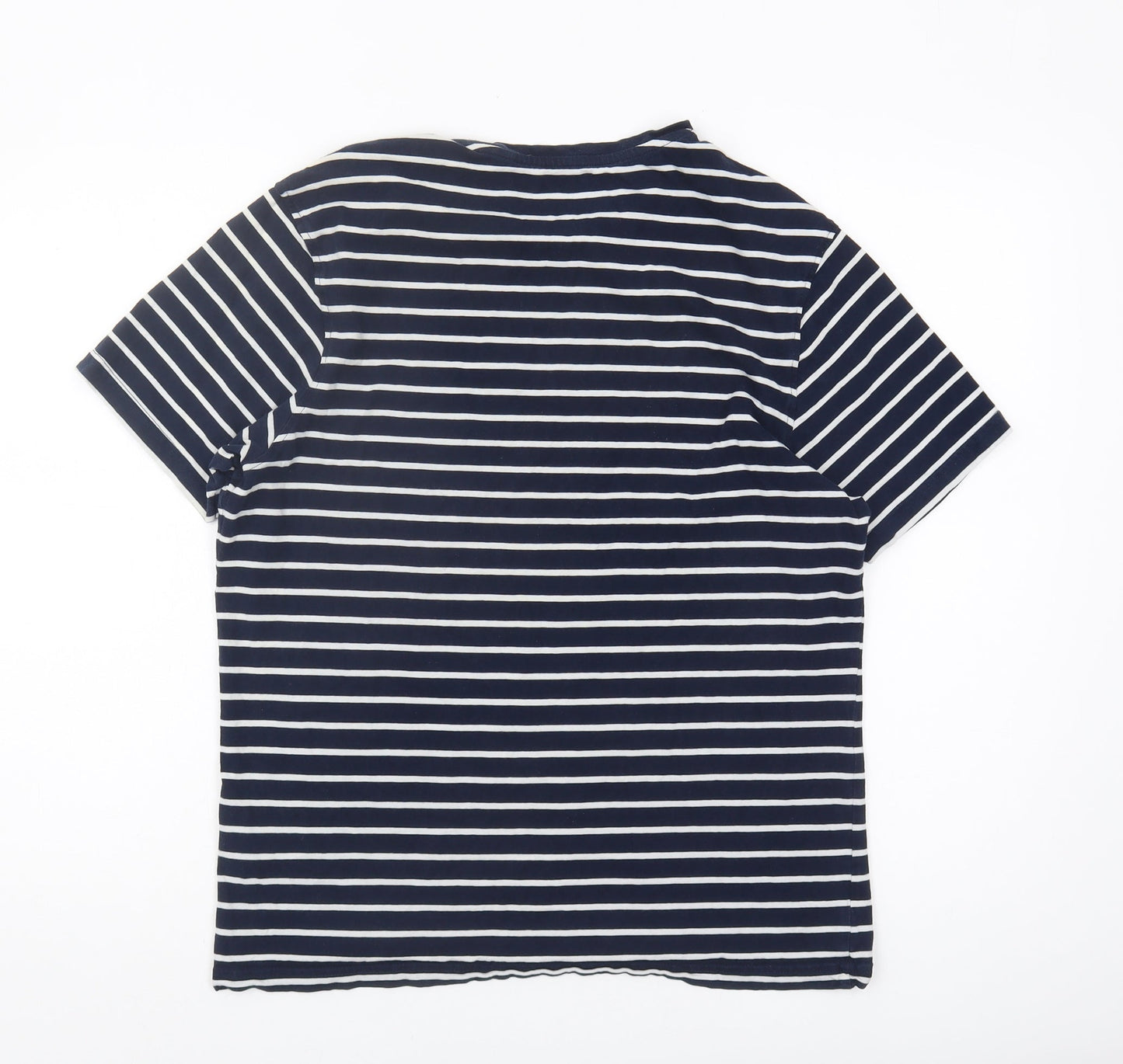 Marks and Spencer Men's Blue Striped T-Shirt, Size S