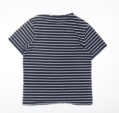 Marks and Spencer Men's Blue Striped T-Shirt, Size S