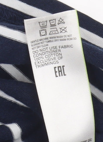 Marks and Spencer Men's Blue Striped T-Shirt, Size S