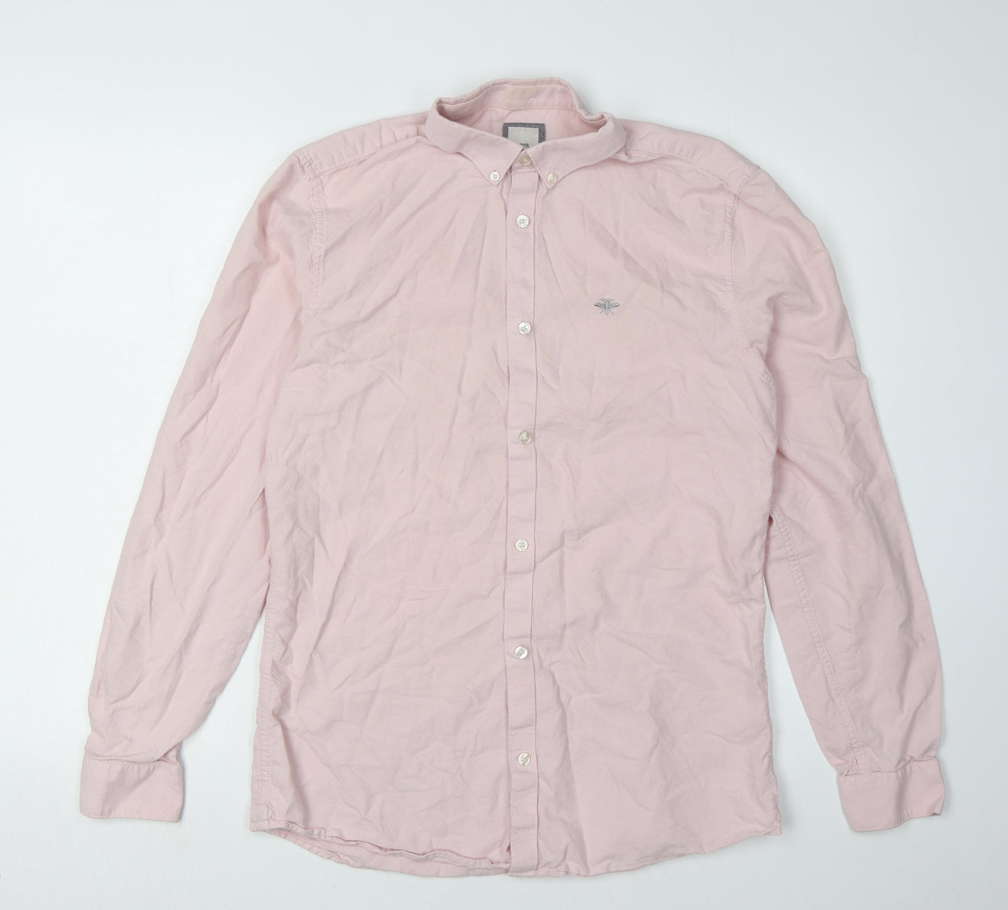 River Island Men's Pink Button-Up Shirt, Medium