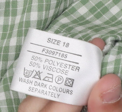 Womens UK Size 18 Joie de Vivre Green Basic Button-Up