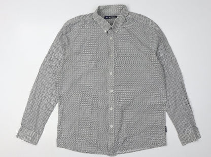 Ben Sherman Men's Ivory Geometric Long Sleeve Shirt - L