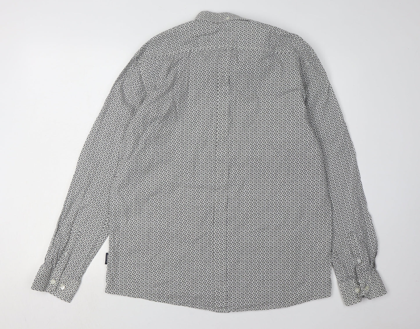 Ben Sherman Men's Ivory Geometric Long Sleeve Shirt - L