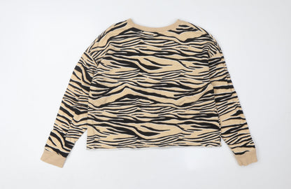 River Island Women's Beige Animal Print Sweatshirt 2XS
