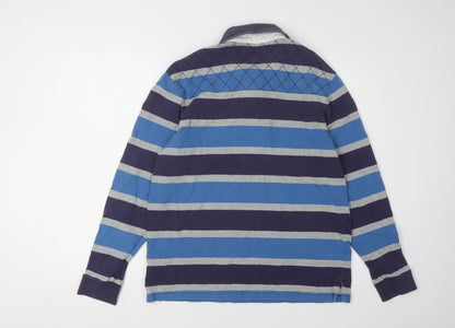 Marks and Spencer Men's Blue Striped Polo M