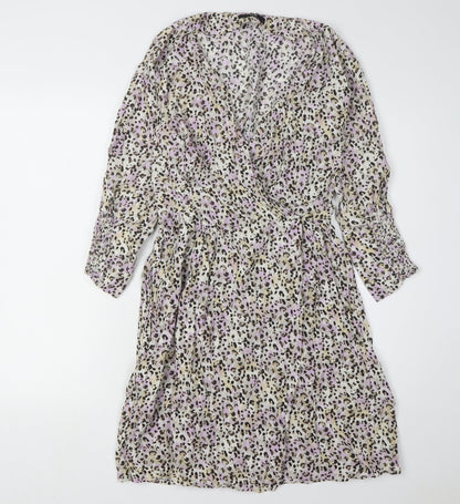 LCW Vision Women's Animal Print Wrap Dress M