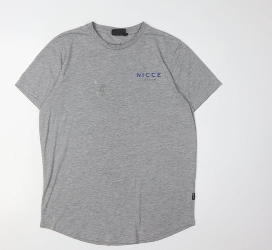 Nicce Men's Grey M Crew Neck Logo T-Shirt