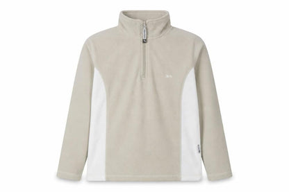 Front view of Trespass boys’ beige 1/2 zip fleece sweatshirt l