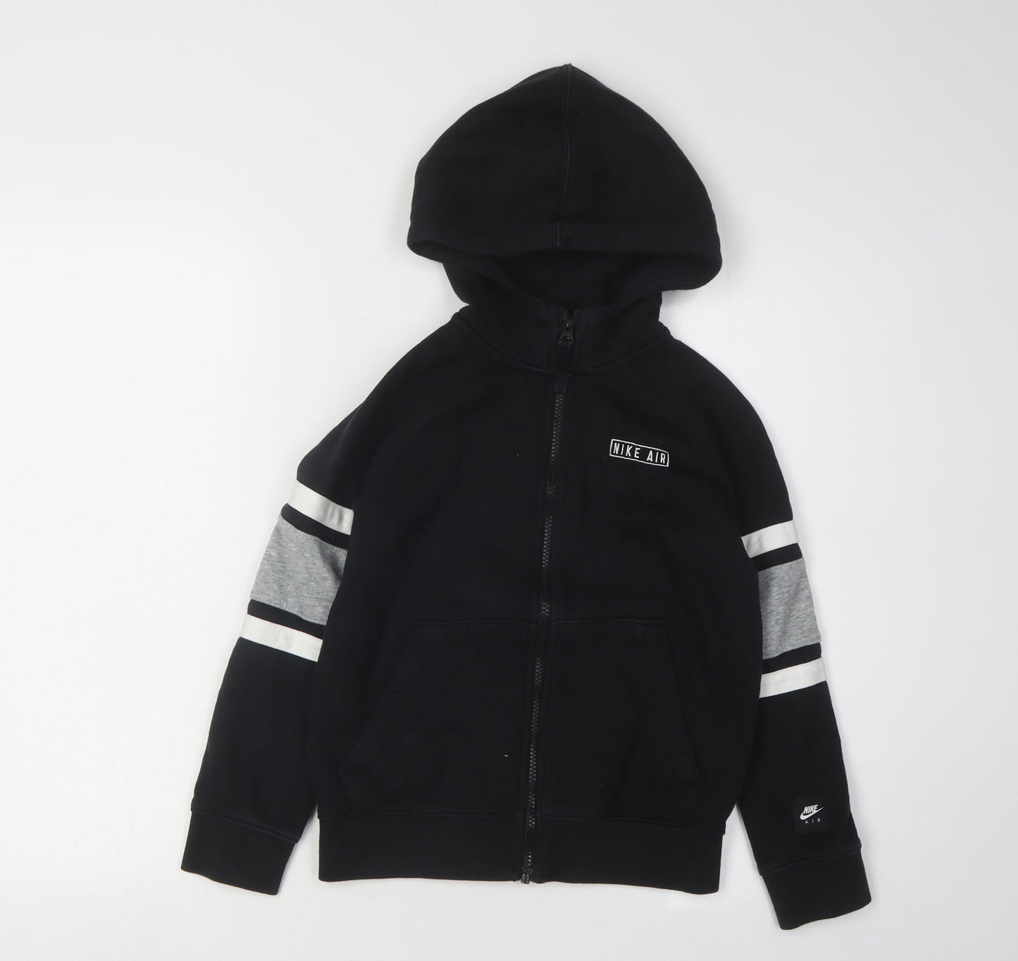 Nike Boys Black Full Zip Hoodie Size S with Logo Accents