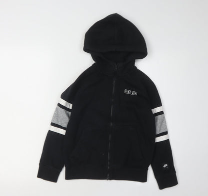 Nike Boys Black Full Zip Hoodie Size S with Logo Accents