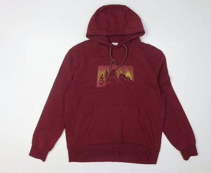 Mountain Warehouse Unisex Red Hoodie, Size 10, Nature Print