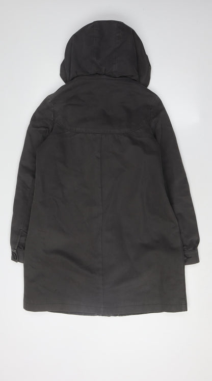 Comptoir Des Cotonniers Women's Black Hooded Coat Size 8