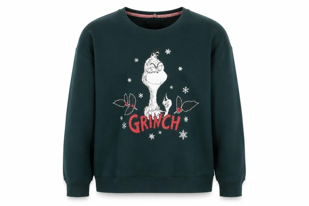Front view of Dr. Seuss Green Grinch Pullover Sweatshirt - Medium